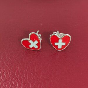 Switzerland Flag Stud Earrings Exclusive Designed Women Jewelry S925 Silver
